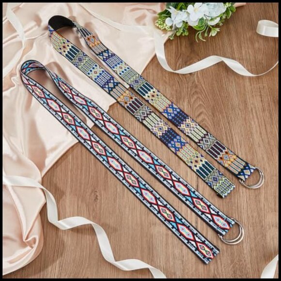 Polyester Jacquard Ribbon Belts, D-Ring Canvas Belt for Dress Pants main image 7